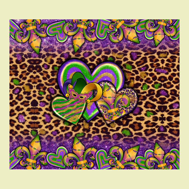 Mardi Gras Fleur De Lis Hearts Leopard Glitter Urban Hoodie by Artiststas | Teevron