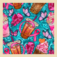 Breast Cancer Coffee Cups With Butterfly Seamless Pattern Bbs Premium Hoodie | Teevron