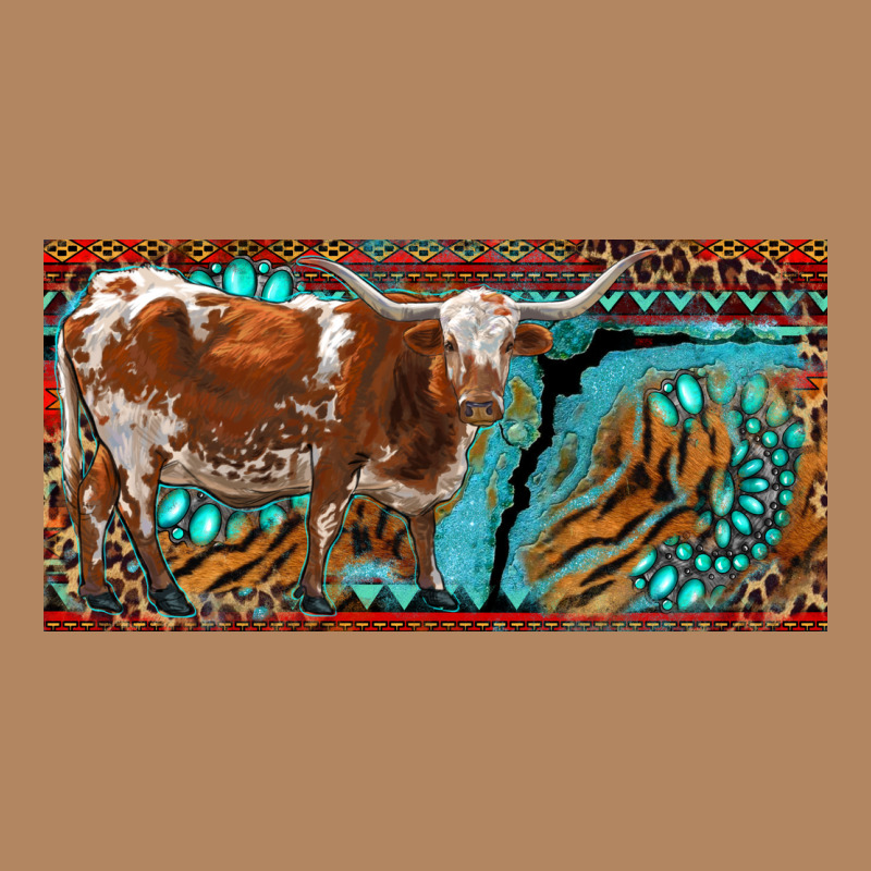 Texas Longhorn With Aztec Tiger And  Leopard Long Sleeve Tee by RanaPortraitStore | Teevron