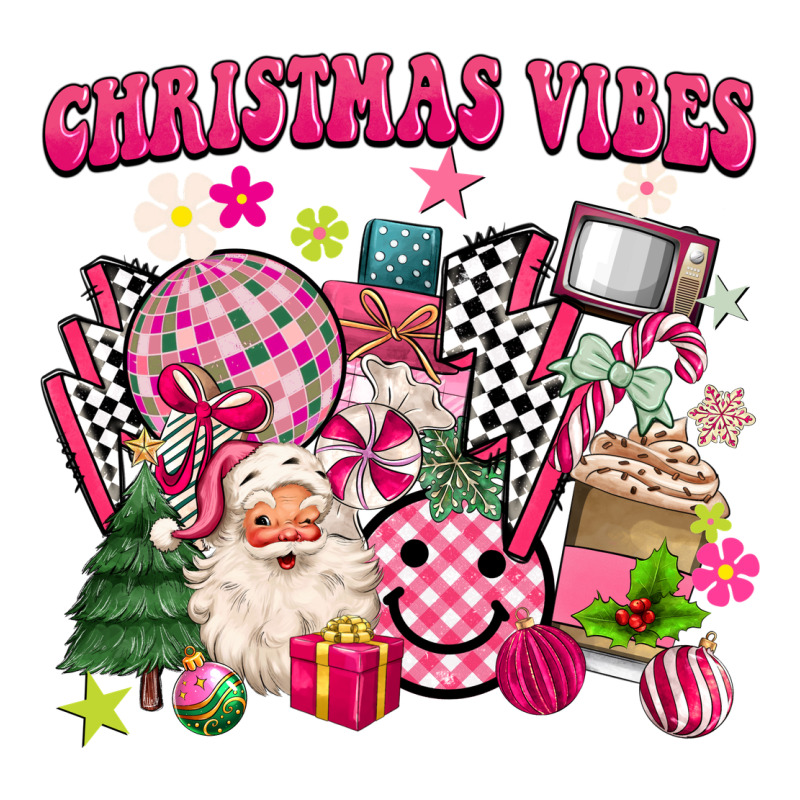 Retro Pink Christmas Vibes Premium Tee by MaliasSmallBusiness | Teevron