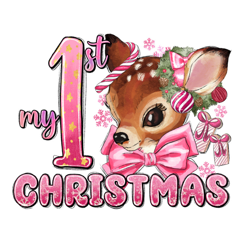 My First Christmas Pink Reindeer Premium Tee by MaliasSmallBusiness | Teevron