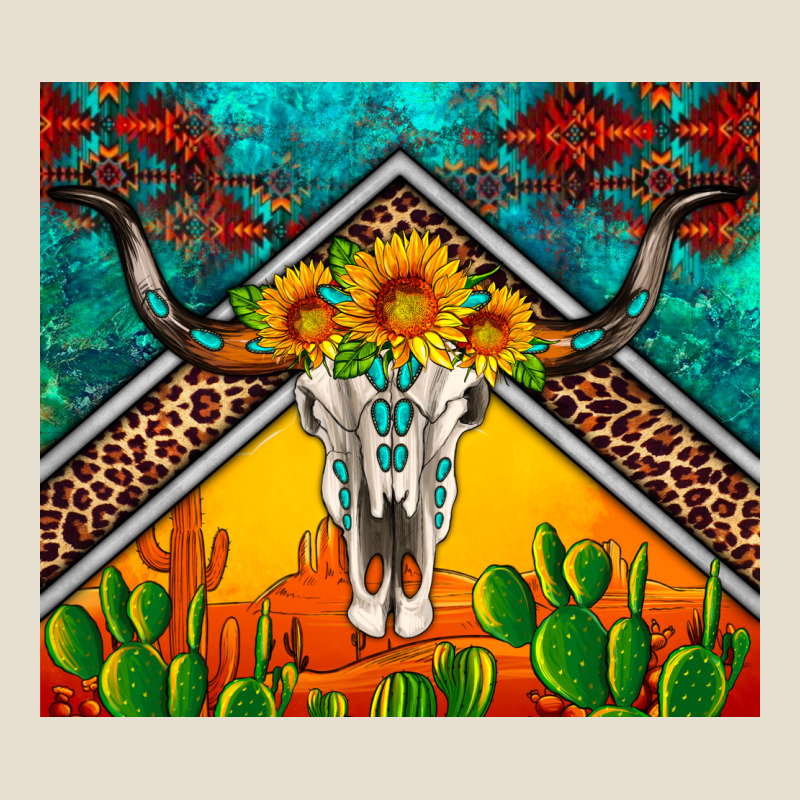 Western Sunflowers Longhorn Bull Skull Urban Hoodie by Artiststas | Teevron