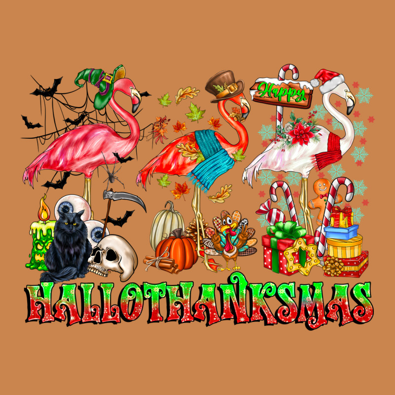 Happy Hallothanksmas Flamingo Heavyweight Hoodie by CowhideDigitalArt | Teevron