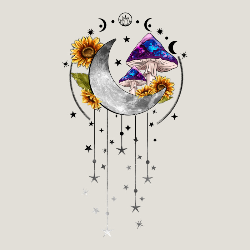 Moon And Mushrooms With Sunflower Heavy Core Tee by MaliasSmallBusiness | Teevron