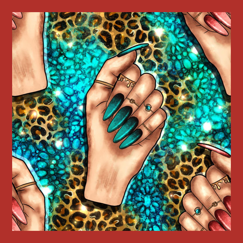 Nail Art With Leopard And Turquoise  Gemstone Seamless Pattern Bbs Premium Hoodie by BundleAndBundleShop | Teevron