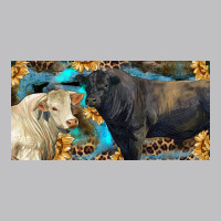 Charolais And Black Angus Bull With Sunflower And Leopard Classic Tee | Teevron