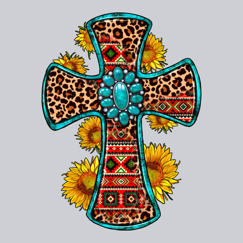Gemstone Sunflower Leopard Cross Heavyweight Sweatshirt by OliviaCreatesArt | Teevron