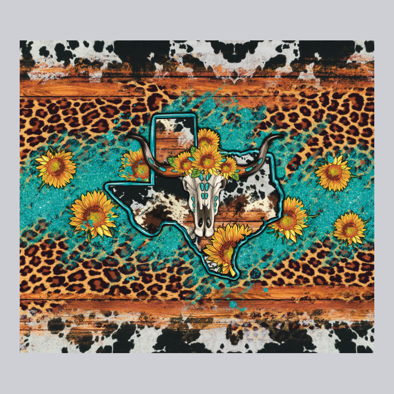 Bull Skull Texas Map Sunflower Leopard Cowhide Urban Hoodie by Artiststas | Teevron