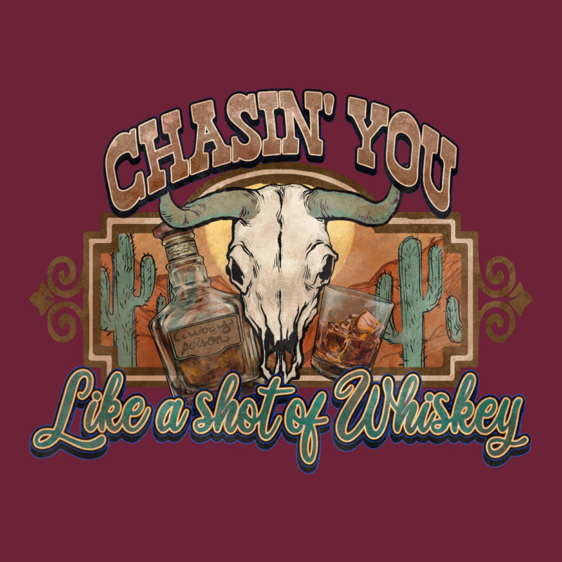 Chasin You Like A Shot Of Whiskey Bull Skull Long Sleeve Tee by HowdyJamesFarm | Teevron
