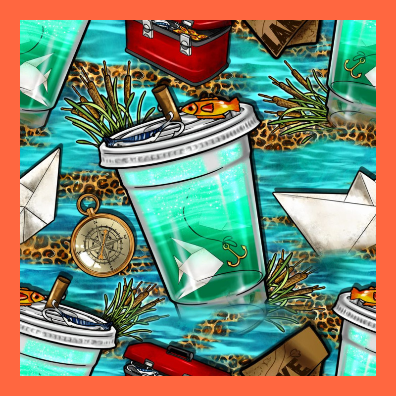 Fish Coffee Cups And Reeds With Paper Boat And Leopard Lake Seamless P Premium Hoodie by BundleAndBundleShop | Teevron