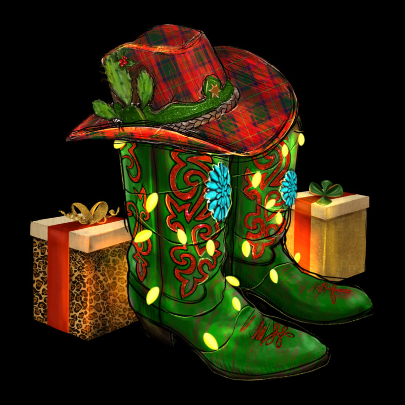Cowboy Hat With Boots Christmas Ladies Tee by RanaPortraitStore | Teevron