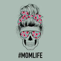 Pink Flower On Cyan Background Mom Skull Classic Tee | Teevron