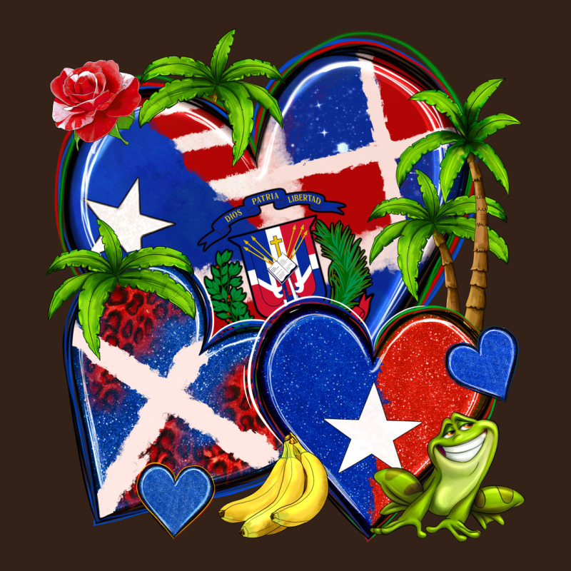 Puerto Rico With Dominican Republic Hearts Heavy Core Tee by NancyCooperArtShop | Teevron