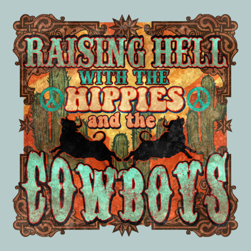 Raising Hell With The Hippies And The Cowboys Heavy Core Tee by NancyCooperArtShop | Teevron