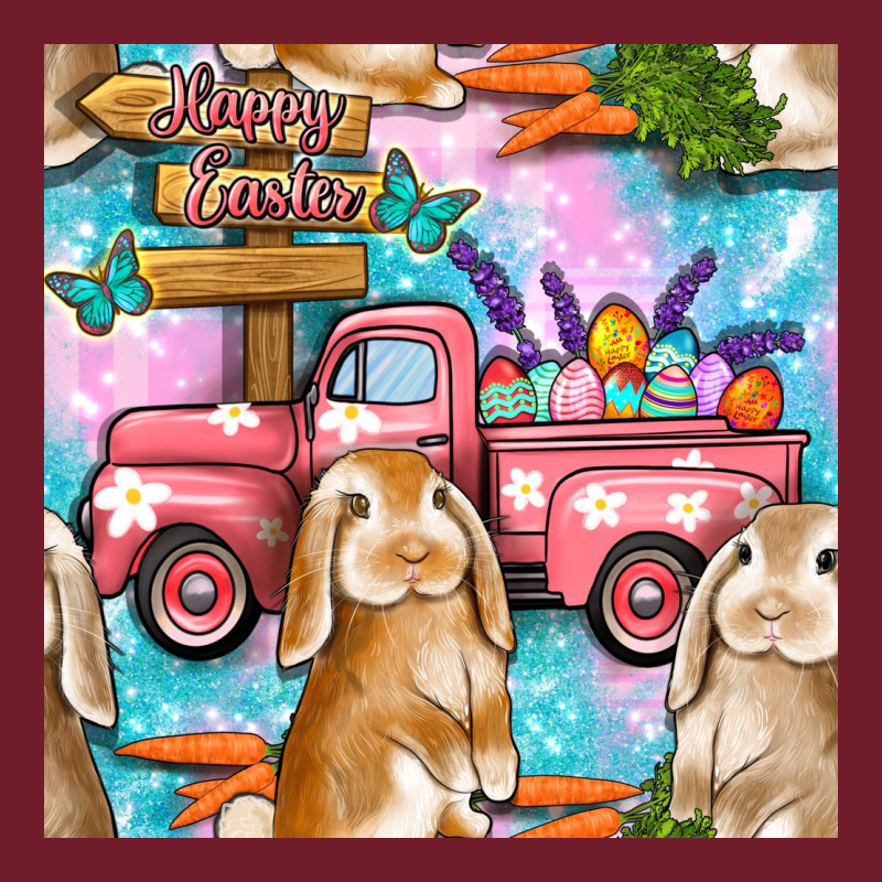 Easter Bunny With Truck Seamless Pattern Zipper Hoodie by BundleAndBundleShop | Teevron