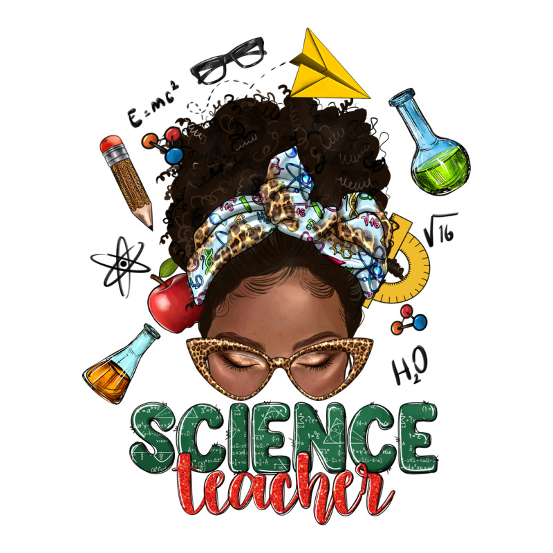 Science Teacher Afro Messy Bun Ladies Tee by NancyCooperArtShop | Teevron