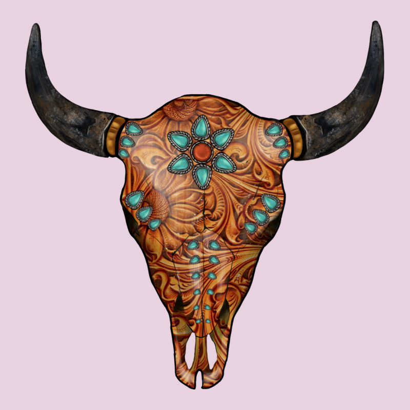 Western Tooled Leather Bull Skull Ladies Tee by Jasminsmagicworld | Teevron