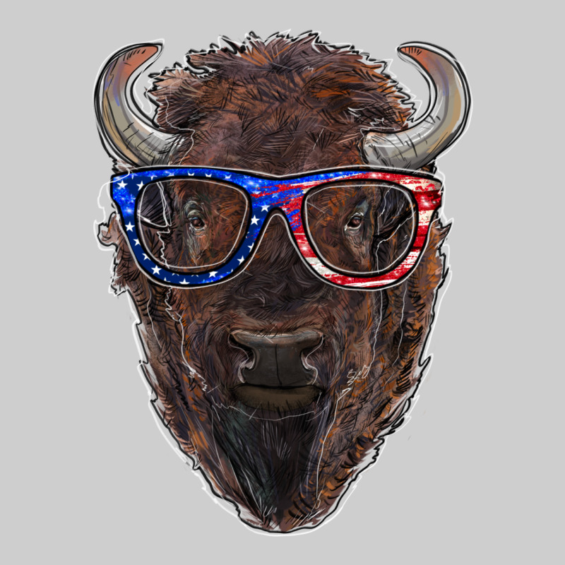 Bison With American Flag Glasses Premium Tee by RanaPortraitStore | Teevron