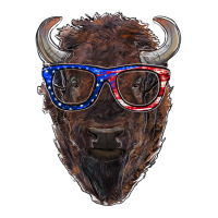 bison with american flag glasses | Teevron