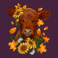 Fall Red Angus Calf Dried Leaves And Sunflowers Long Sleeve Tee | Teevron