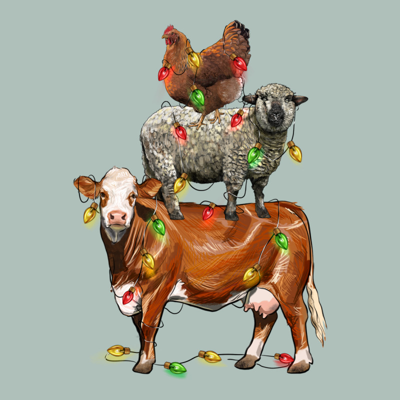 Christmas Cow Sheep And Chicken Heavyweight Hoodie by LillyAllenDesigns | Teevron
