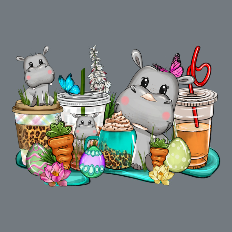 Easter Hippopotamus Coffee Cups Easter Day Heavyweight Sweatshirt by CowGirlArtShop | Teevron