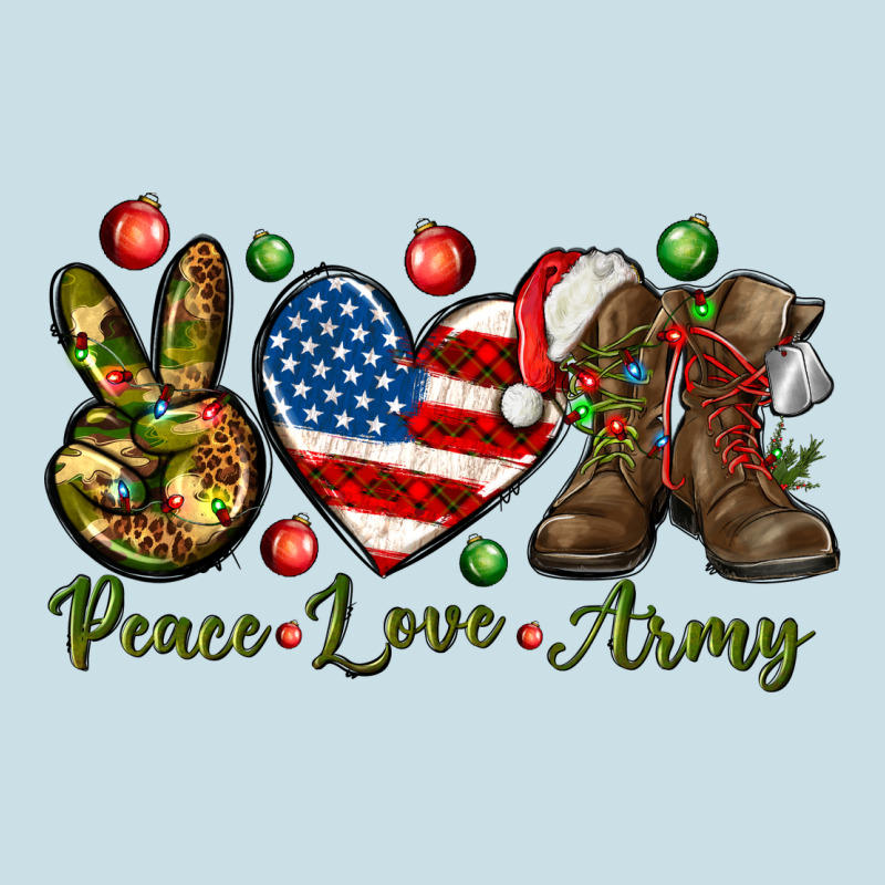 Peace Love Army Christmas Ladies Tee by NancyCooperArtShop | Teevron