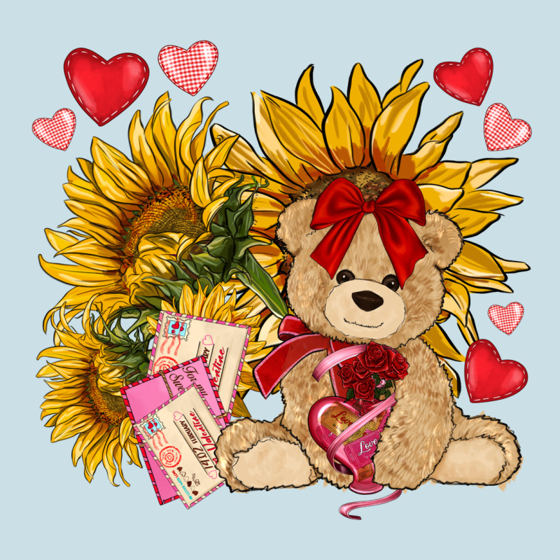 Valentines Day Sunflowers With Bear Hjf Ladies Tee by NancyCooperArtShop | Teevron