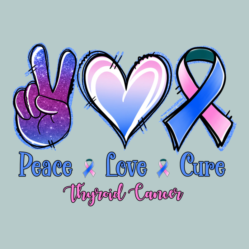 Peace Love Cure Thyroid Cancer Heavy Core Tee by NancyCooperArtShop | Teevron