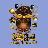 2024 Happy New Year  Afro Messy Bun Long Sleeve Tee | Teevron