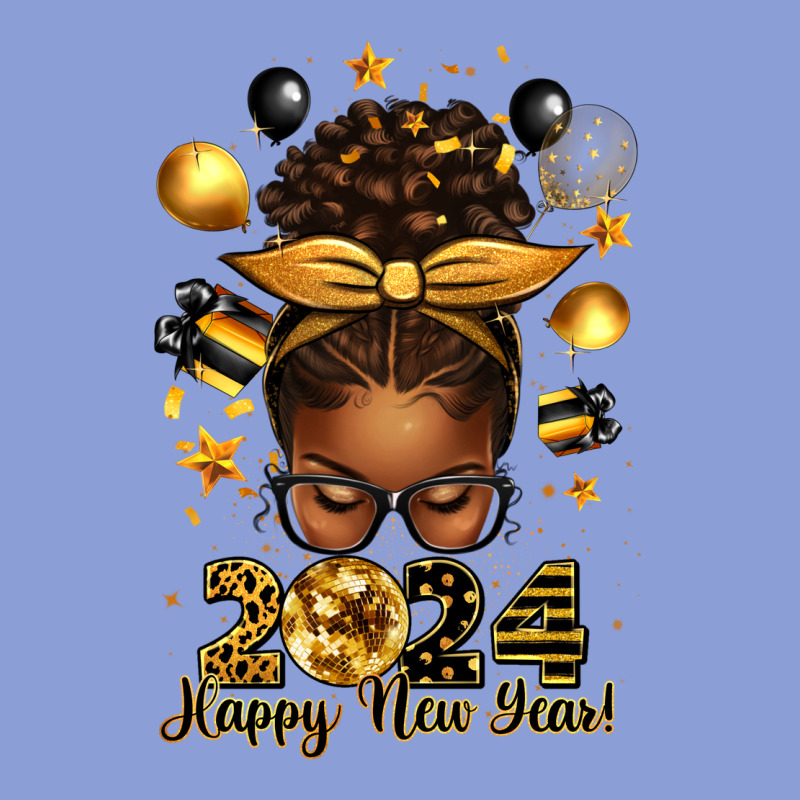 2024 Happy New Year  Afro Messy Bun Long Sleeve Tee by texasbilliewilder | Teevron
