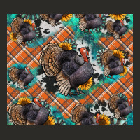 Thanksgiving Turkey Sunflower Turquoise Heavy Core Tee | Teevron