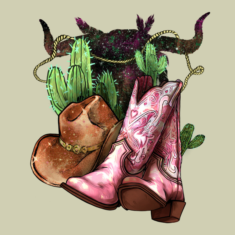 Cowgirl Boots Hat Horns Cactus Heavy Core Tee by NancyCooperArtShop | Teevron