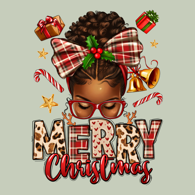 Merry Christmas Afro Messy Bun Long Sleeve Tee by texasbilliewilder | Teevron