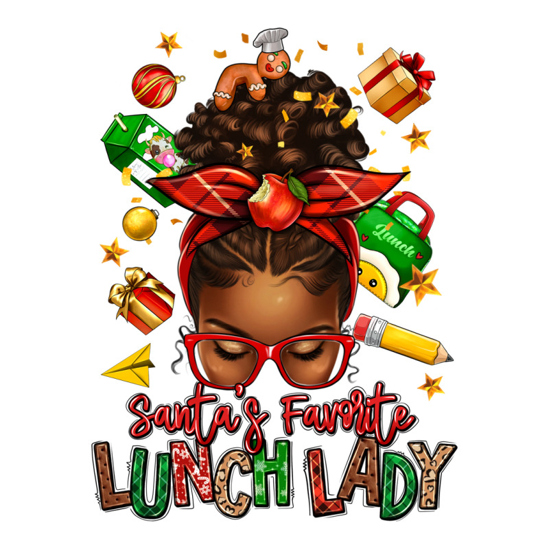 Santas Favorite Lunch Lady Afro Messy Bun Long Sleeve Tee by texasbilliewilder | Teevron