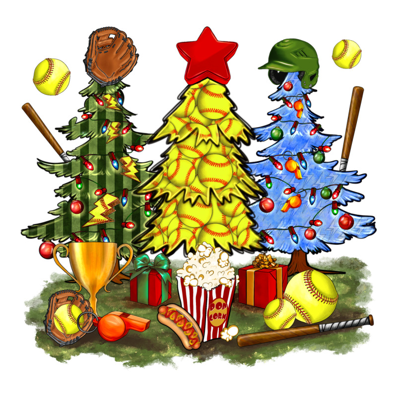 Christmas With Softball Trees Bbs Zipper Hoodie by BundleAndBundleShop | Teevron