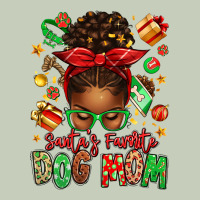 Santas Favorite Dog Mom Afro Messy Bun Long Sleeve Tee | Teevron