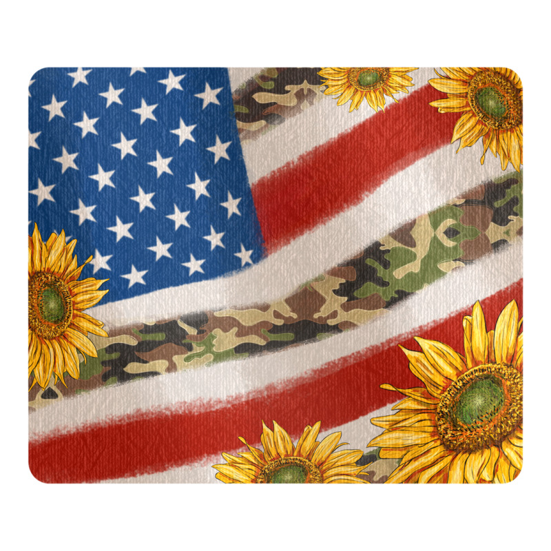 American Flag Sunflowers And Canouflage Print Veteran Mousepad Classic Tee by Jasminsmagicworld | Teevron