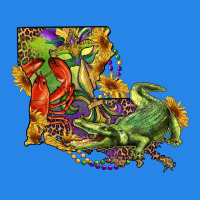 Louisiana Map With Mardi Gras Crocodile Premium Hoodie | Teevron