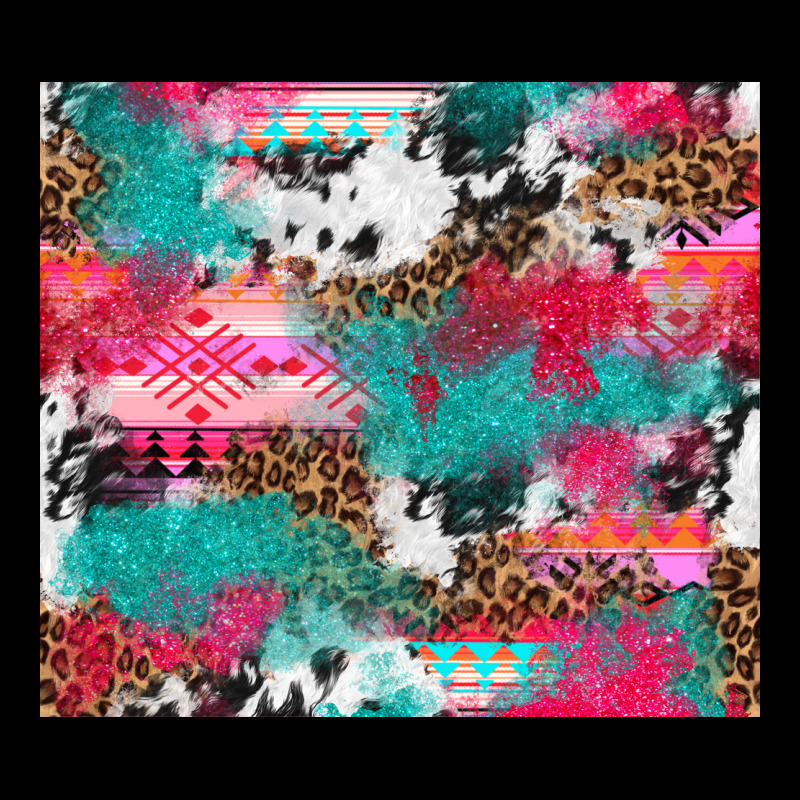 Leopard Cowhide Pink Turquoise Glitter Ladies Tee by NancyCooperArtShop | Teevron