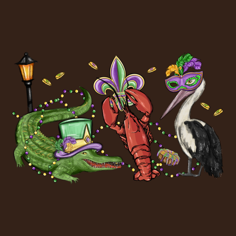 Mardi Gras Alligator Crawfish Pelican Heavy Core Tee by MaliasSmallBusiness | Teevron