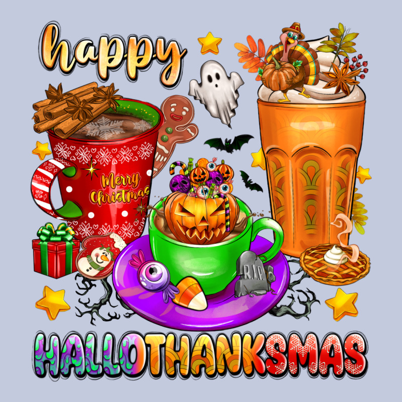 Happy Hallothanksmas Coffee Cups Long Sleeve Tee by texasbilliewilder | Teevron