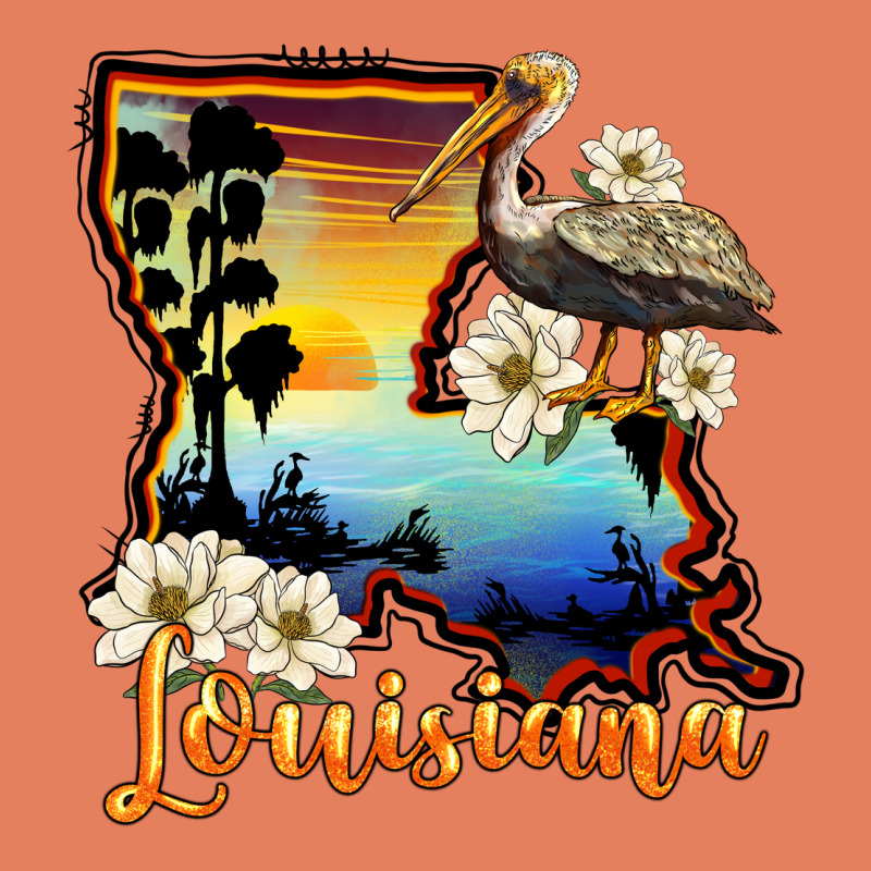 Louisiana  Sunset Map Magnolia Classic Tee by BarkalooDesign | Teevron