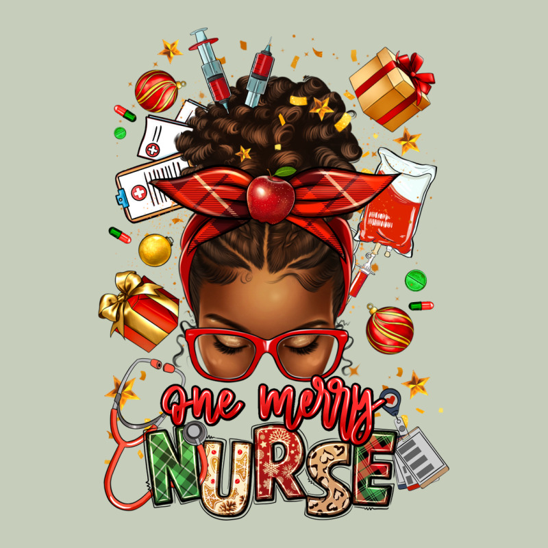 One Merry Nurse Afro Messy Bun Long Sleeve Tee by texasbilliewilder | Teevron