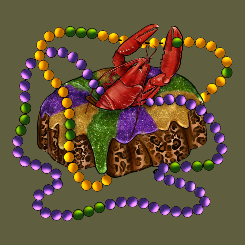 Mardi Gras Craw Fish King Cake With Leopard Vintage Tee by RanaPortraitStore | Teevron