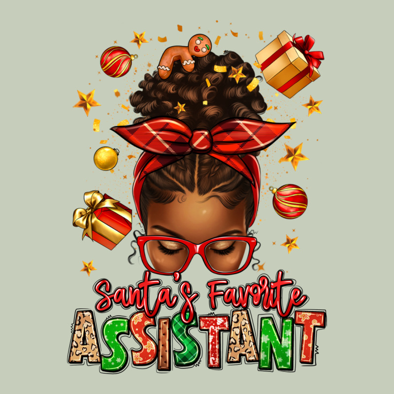 Santa's Favorite Assistant Afro Messy Bun Long Sleeve Tee by texasbilliewilder | Teevron