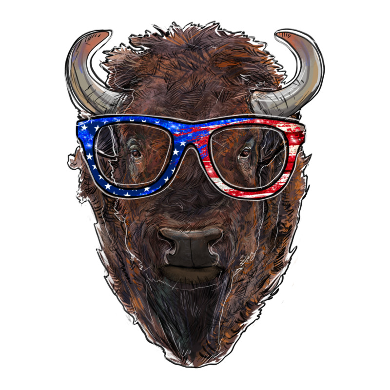 Bison With American Flag Glasses Classic Tee by RanaPortraitStore | Teevron