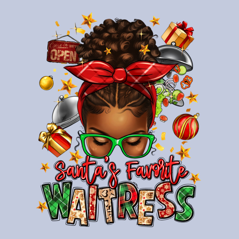 Santa's Favorite Waitress Messy Bun Long Sleeve Tee by texasbilliewilder | Teevron