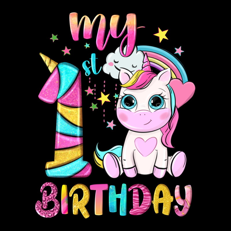 My 1 St Birthday With Little Cute Unicorn Ladies Tee by NancyCooperArtShop | Teevron