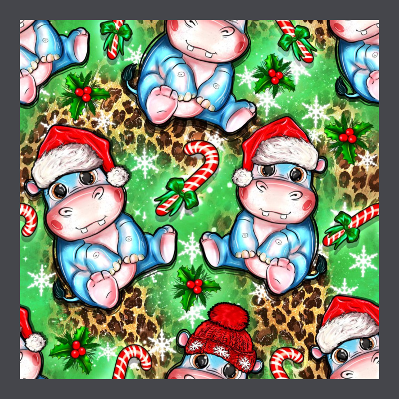 Christmas Cute Hippo Sitting Long Sleeve Tee by NancyCooperArtShop | Teevron